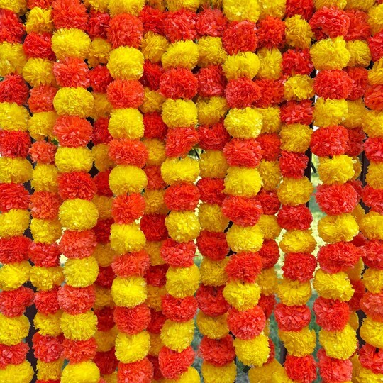 LoveNspire; 5ct Artificial Marigold Strings, Ugadi Decoration, Indian Decor; Category:Streamers & Garland; Image:1